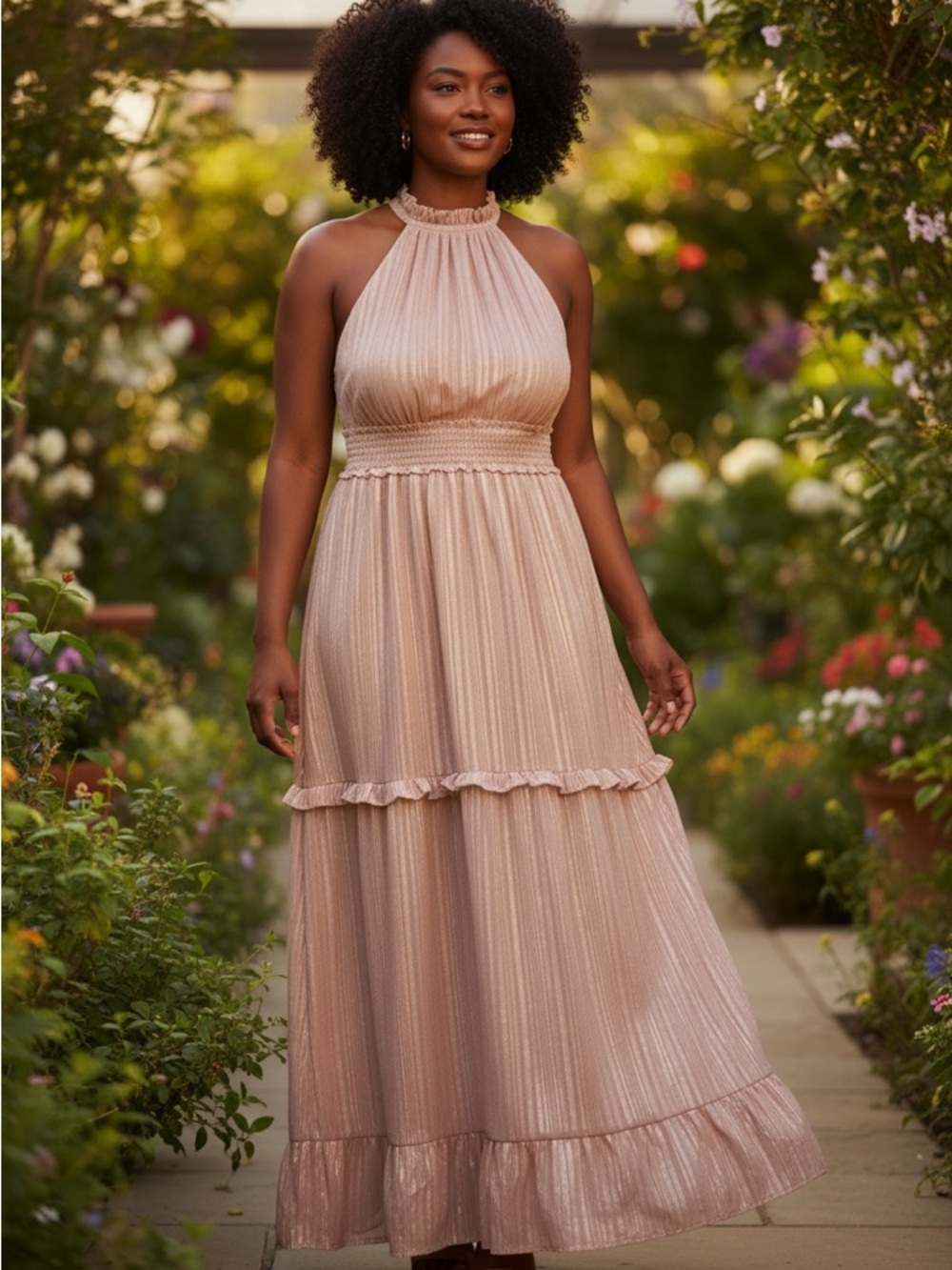 Express Blush Pink Halter Maxi Dress